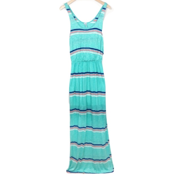 Splendid Aqua Blue Striped Hermosa Slub Maxi Dress - Picture 2 of 8